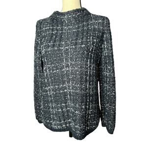 Ann Taylor Factory Women's Sweater in Marled Black White w/Silver Thread  Size M